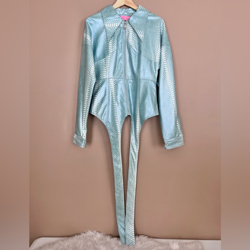 {Azalea Wang} Mahkayla Reptile Print Faux Leather Corset Jacket - Large - NWT